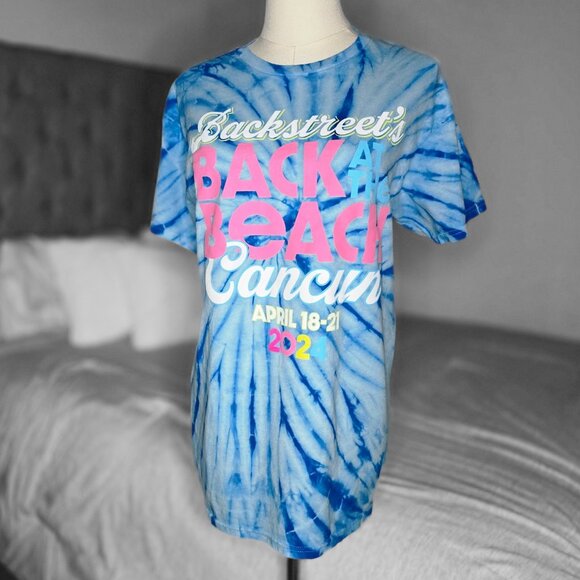 NWOT Backstreet Boys Cancun 2024 Concert Tie-Dye Short Sleeve Crewneck Tee Shirt - Picture 4 of 8
